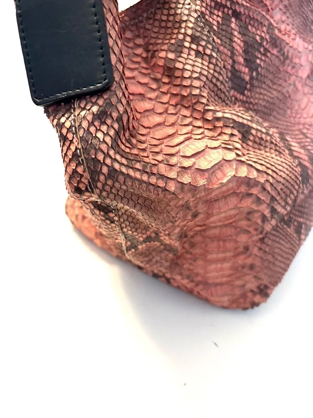 EXOTIC PYTHON Skin with a Pink and Black Pattern, Exotic Slouchy Hobo Bag